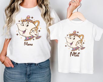 Disney Mama Mini Matching Shirt, Chip and Mrs. Potts Shirt, Disney Mom and Daughter Trip Shirt, Disney Tea Pot and Cup T-Shirt