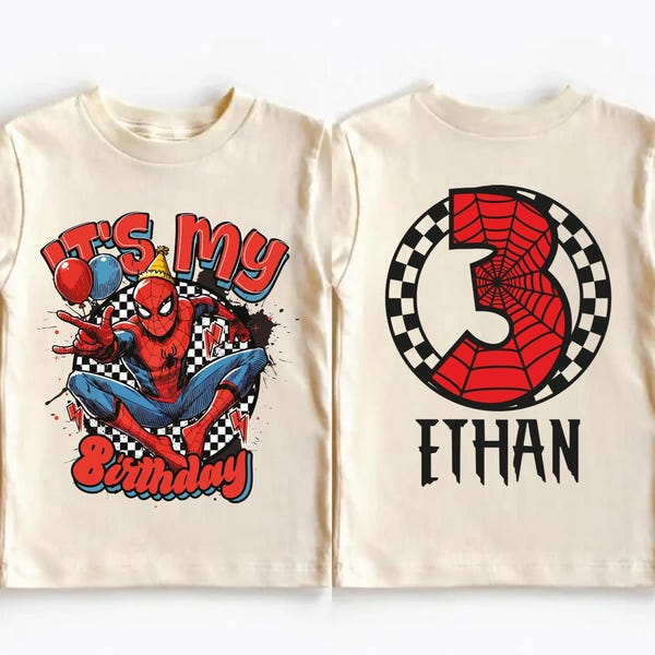 Camiseta de cumpleaños de Spiderman para niño, regalo de fiesta de cumpleaños de Marvel, camiseta de cumpleaños de Disney para niños, sudadera de cumpleaños de superhéroes, camiseta de cumpleaños de Marvel para niños pequeños
