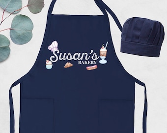 Delantal de panadería personalizado, gorro para amantes de la repostería, delantal de cocina para mamá, delantal de cocina de regalo, delantal de chef, regalo para chef, delantal de cocina personalizado