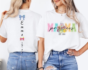 Disney Prinzessin Mama Sweatshirt, Benutzerdefinierte Mutter Kinder Namen Shirt, Magical Castle Mama T-Shirt, Disneyland Mutter Pullover