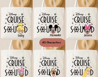 Disney Cruise Squad Tote Bag, Custom Mickey Trip Totes, Princess Girls Bags, 2026 Walt Disney Family Cruising Tote