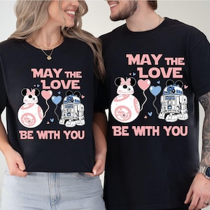 Camiseta de pareja de Star Wars, camiseta de Disney R2D2 BB8, regalo para esposa y esposo, camiseta a juego de Galaxy Wars, sudadera de viaje de pareja de Star Wars