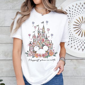 Maglietta Castello Floreale Disney, Maglietta Luogo più Felice della Terra, Maglietta Magic Kingdom, Maglietta Castello Magico Disney, Maglietta Disneyland