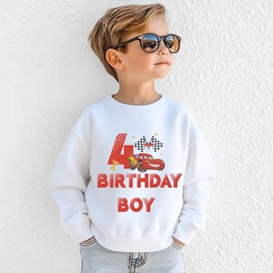 Cars Custom Birthday Shirt, McQueen Birthday Boy Tee, Disney Cars Party T-Shirt, Tow Mater Boy Gift, Doc Hudson Toddler Sweatshirt