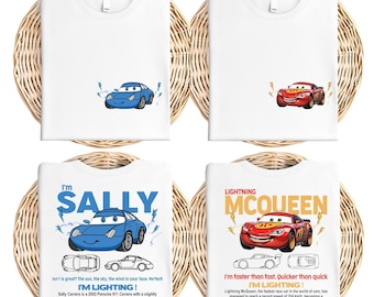 Lightning McQueen and Sally Cars Shirt, Disney Couple Car T-Shirt, Racing Car Matching Sweatshirt, Cars Movie Gift, McQueen Couple Tee
