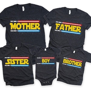 Star Wars Familie T-Shirt, Galaxy Wars passende Frau Ehemann Geschenk, Star Wars Mutter Tochter T-Shirt, Star Wars Lichtschwert Vater Sohn Shirt