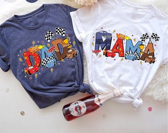Cars Family Shirt, Lightning McQueen Mama T-Shirt, Disney Dad Tee, Family Matching Cars Gift, Lightning Mama Dada Sweatshirt