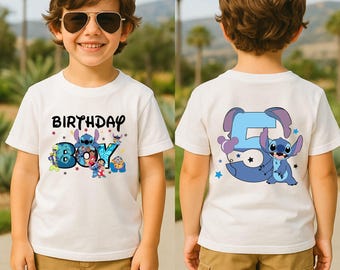 Maglietta di compleanno di Stitch, maglietta per compleanno Disney per bambino, maglietta di compleanno di Stitch per bambino, regalo per festa di compleanno a Disneyland, maglietta di compleanno di Stitch per bambino