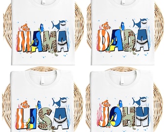 Finding Nemo T-shirt, Disney Dory familie T-shirt, Nemo personages sweatshirt, Crush and Squirt shirt, Disneyland trip T-shirt