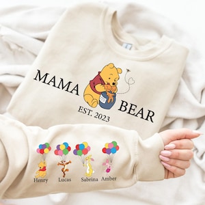 Custom Mama Bear Shirt, Mothers Day T-Shirt, Winnie the Pooh Mom Gift, Grandma Bear Shirt, Disney Nana Shirt, Abuela Shirt, Gigi Tee