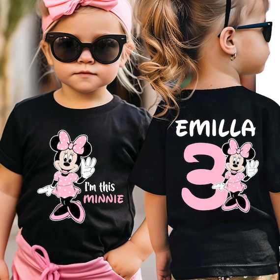 Minnie Custom Birthday Shirt, Disney 3rd Birthday Tee, Mouse Party T-Shirt, Minnie Toddler Sweatshirt, Girls Disneyland Birthday Tee