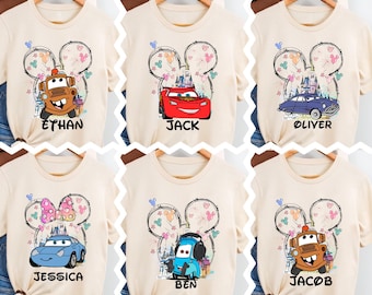 Disney Custom Cars Shirt, Lightning McQueen Tee, Tow Mater T-Shirt, Mickey Head Cars Sweatshirt, Magic Kingdom Racing Cars Tee