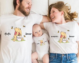 Winnie der Pooh Familie Shirt, Disney Mama Bär T-Shirt, Pooh Papa Bär T-Shirt, Mama Papa passendes Geschenk, Bär Vatertag Tee