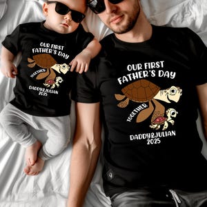 Custom Father And Son Shirt, Squirt 1st Father&#39;s Day Matching T-Shirt, Disneyland  Crush Dad Tee, Daddy and Me Gift