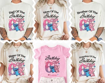 Stitch Angel Birthday Shirt, Disney Birthday Girl Tee, Custom Family Stitch Party Shirt, Kids Birthday Tee, Stitch Toddler Birthday Sweat