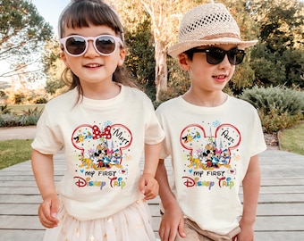 2026 Disney First Trip-tröja, Mickey Minnie semester-t-shirt, Disneyland barntröja, WDW matchande småbarns första resa-t-shirt