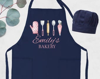 Delantal de panadería personalizado, gorro de repostería, delantal de cocina de regalo, delantal de cocina personalizado, delantales de panadería, gorro de chef, regalo para amantes de la cocina