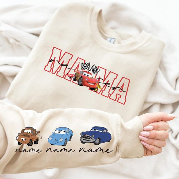 McQueen Mom Sweatshirt, Disney Custom Kids Names Shirt, Tow Mater Mama Tee, Disneyland Cars Sally Mommy T-Shirt