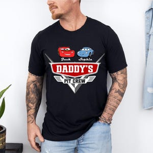 Pit Crew Dad Shirt, Cars Race Dad Kids T-Shirt, McQueen Father's Day Gift, Tow Mater Child Name Sweatshirt, Disneyland Cars Fan Dada Tee