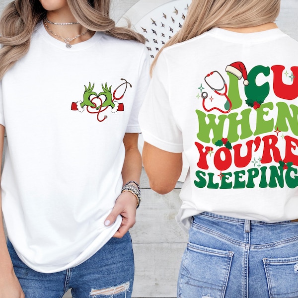 Camiseta navideña para enfermeras de la UCI, sudadera navideña para enfermeras, camiseta navideña para enfermeras, camiseta "Feliz Navidad para enfermeras", regalo navideño para enfermeras