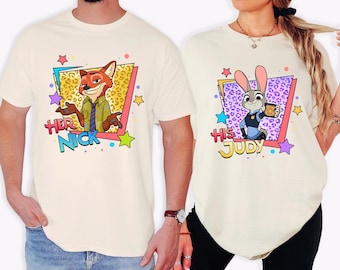 Maglietta di coppia Disney Zootropolis, felpa di San Valentino con Nick e Judy, maglietta coordinata Disneyland con gli amanti, maglietta Zootropolis Love