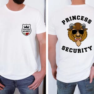 Maglietta di sicurezza delle principesse Disney, maglietta de La Bella e la Bestia, regalo Disneyland Dada, maglietta per la festa del papà del marito, felpa divertente per papà