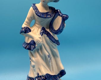 Delft Victorian Lady Holding Harp
