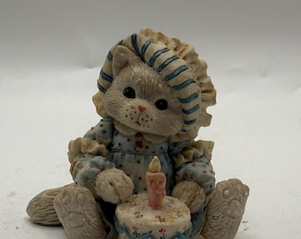 Vintage Enesco Calico Kittens 625965 "Sew Happy It's Your Birthday" 1993 Cat