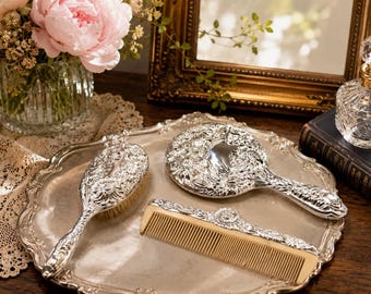 Vintage International Silver Co Silver, Comb, Mirror, Brush and