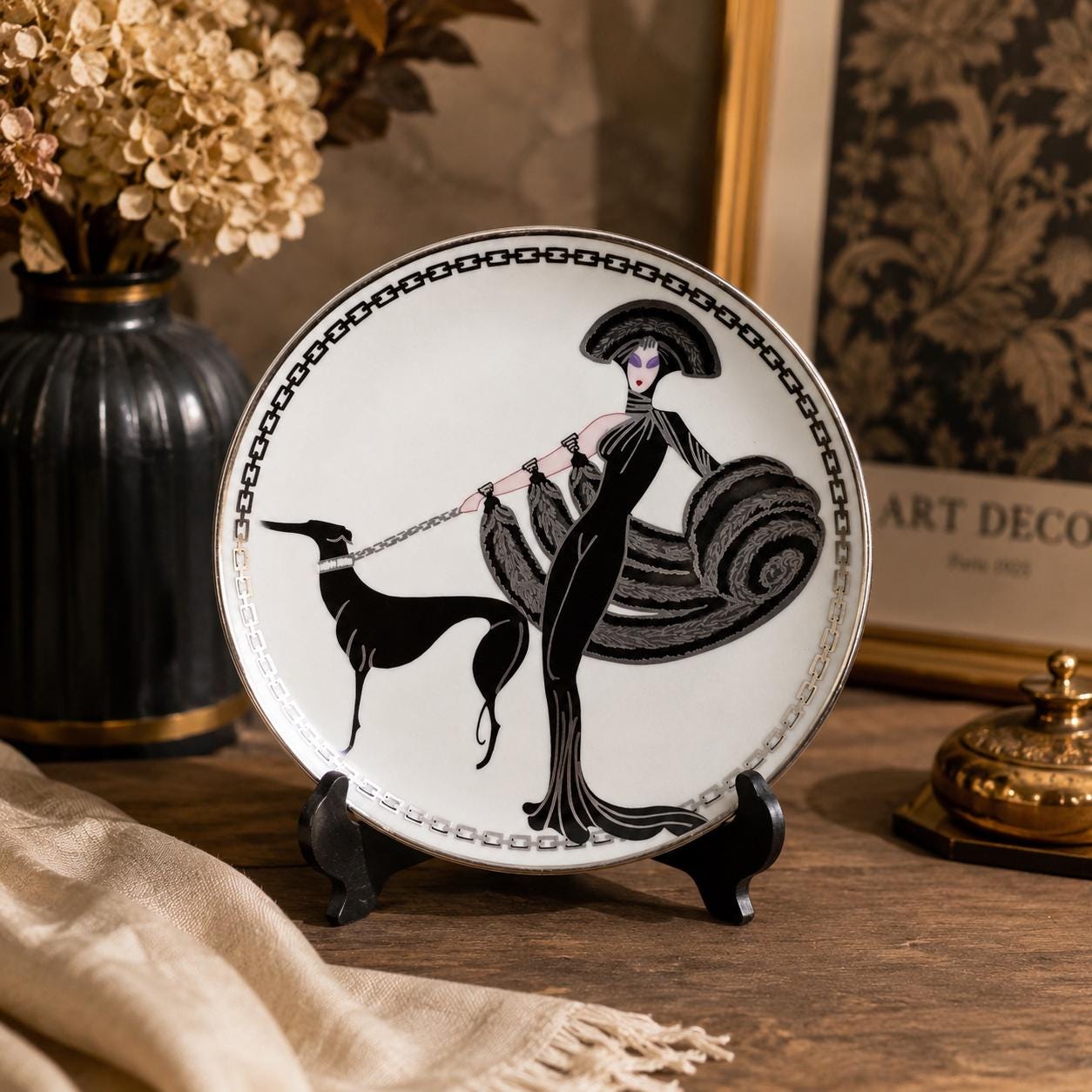 Erte Plate Symphony in Black - Etsy
