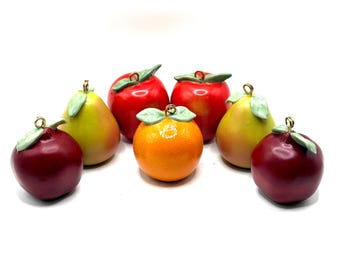 Set of 10 Vintage Lenox Porcelain Fruit - Apples, Oranges, Pears - Card Holders