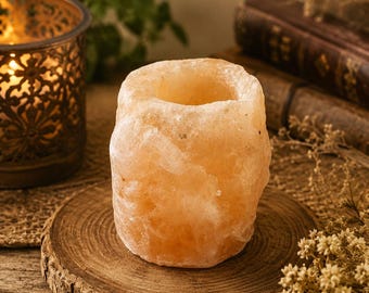 Natural Himalayan Salt Candle Holder Pink Stone Tealight Holder Rustic Home Decor