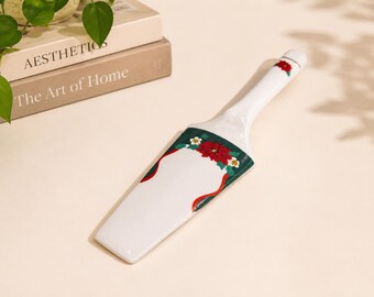 Servidor de pastel navideño vintage Tienshan Deck The Halls Poinsettia