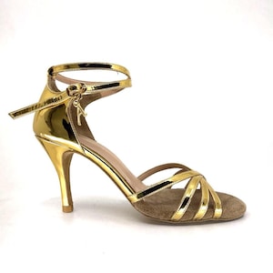 Gold Quartet CB Adornos Tango Shoes Genuine Leather Handmade Women&#39;s Shoes