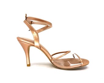 Royal Champagne Transparent Border Adornos Tango Schuhe Echtleder Handgefertigte Damenschuhe