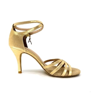 Gold Glitter Quartet CB Adornos Tango Shoes Genuine Leather Handmade Women&#39;s Shoes