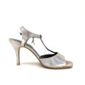 Silver Glittered Thea Adornos Tango Shoes Genuine Leather Handmade Women's Shoes