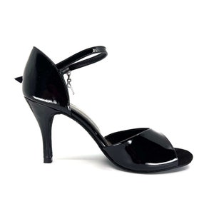 Royal Black Ankle Band Adornos Tango Shoes Genuine Leather Handmade Women&#39;s Shoes