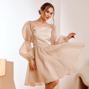 Short puff sleeve dress, Bridesmaid dress short,Short prom dress,Homecoming dress short,Short wedding guest dress,Tutu dress plus size adult