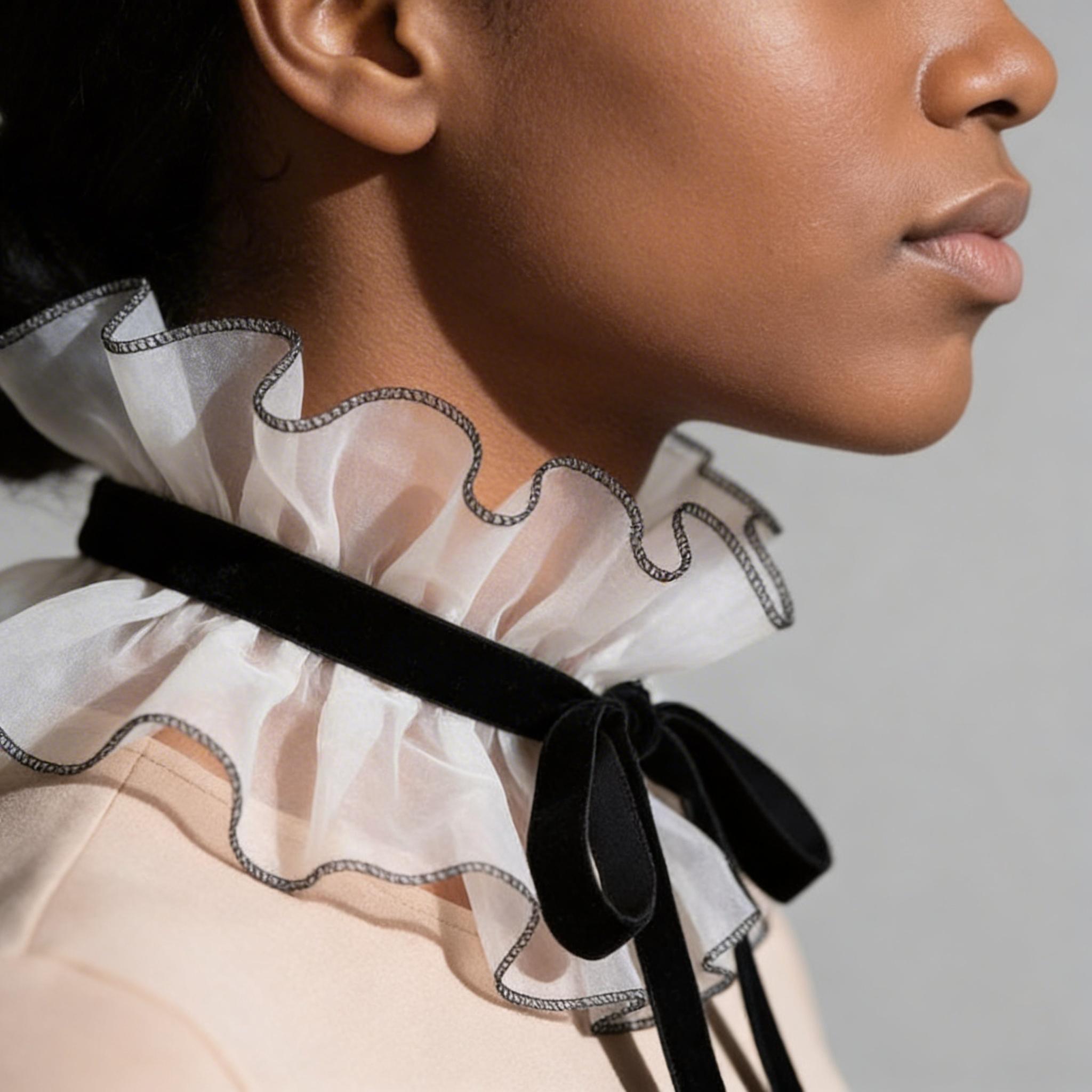 Victorian Ruffle Collar, Renaissance Neck Ruff, Ruffled Organza Collar ...