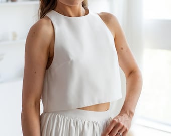 Satin bridal top, Ivory bridal top, Wedding top satin, Wedding top ivory, Bridal crop top satin, Wedding crop top white,Wedding separate top