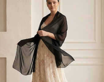 Sheer Organza Shawl, Organza Wrap For Dress, Wedding Organza Shawl, Sheer Evening Shawl,Lightweight Wrap,Organza Cover Up,Black Organza Wrap