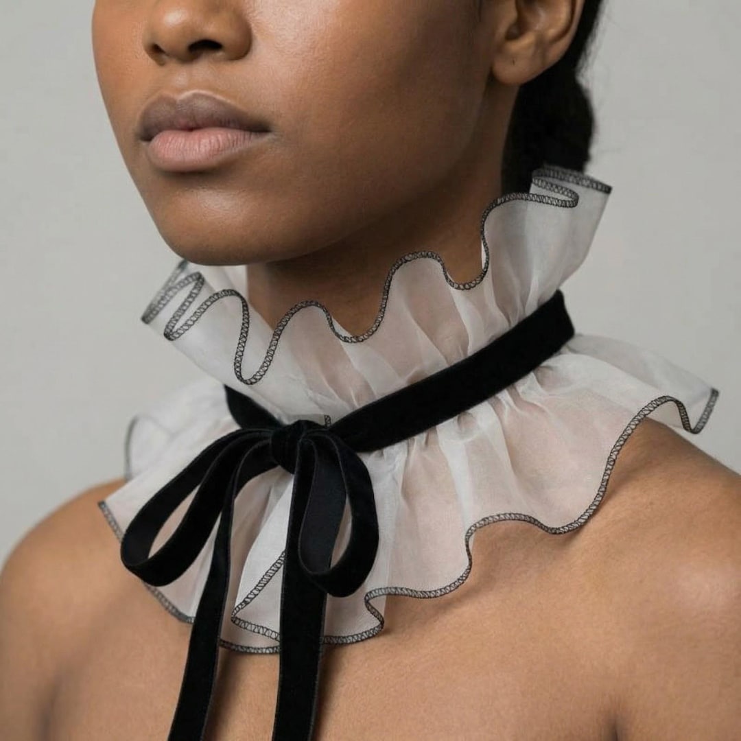 Victorian Ruffle Collar, Ruffled Organza Collar, Renaissance Neck Ruff ...