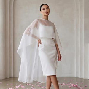 Capa de boda transparente, capa de novia de organza, capa de organza para vestido, capa de boda para hombros, vestido de novia, encogimiento de hombros para boda