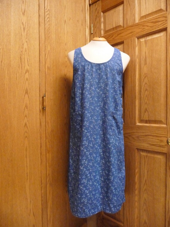 Cottage Cove Women S Cotton Blue Denim Floral Tank Dress Etsy