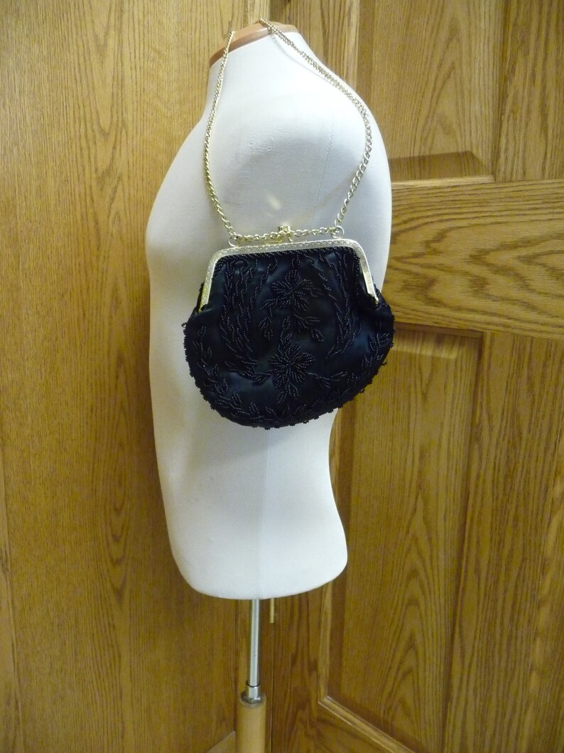 Black Beaded Hand Made in Hong Kong Evening Bag Clutch Purse Etsy