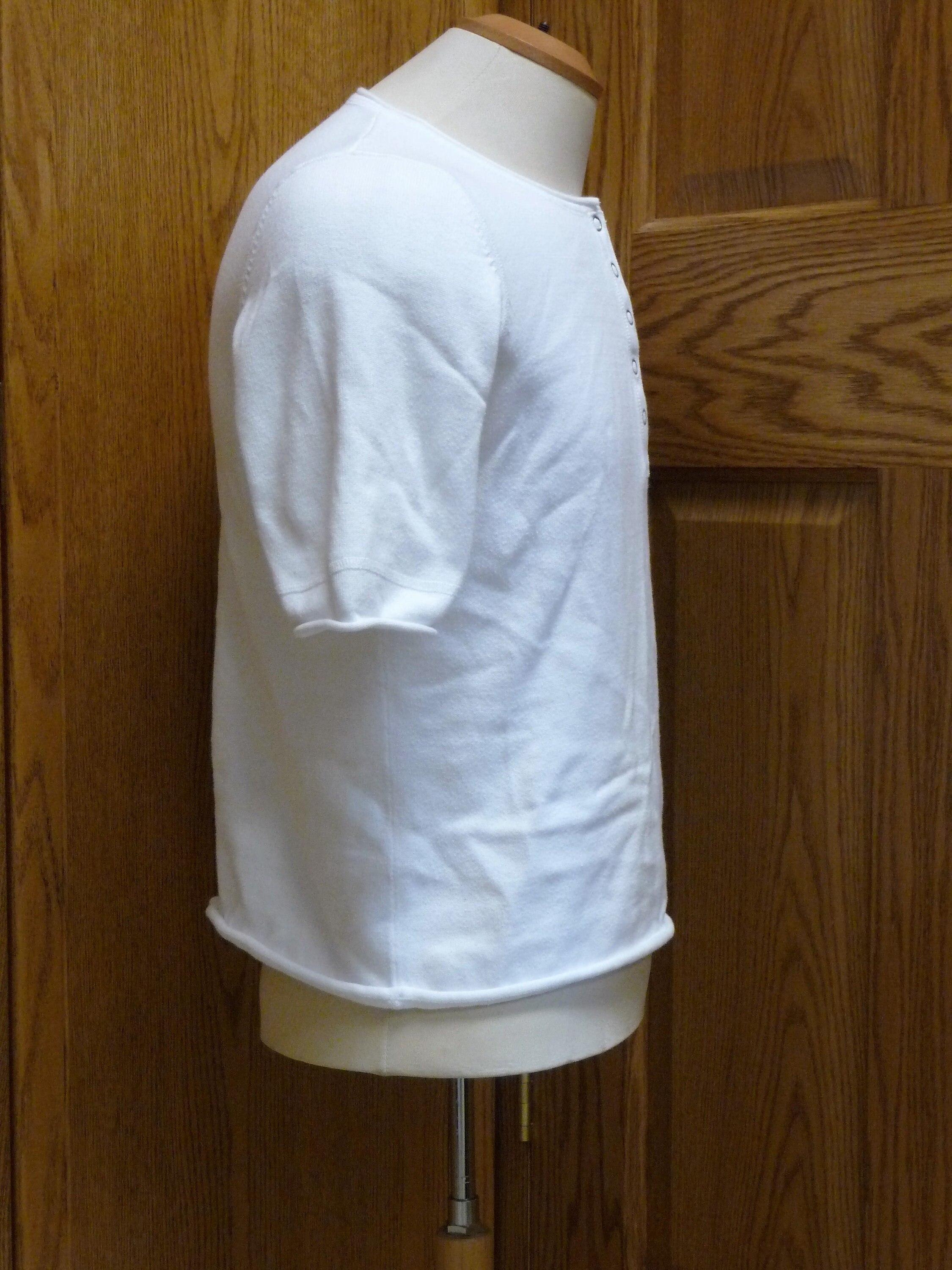 Cotton Ginny Women's Cotton White Domed/snapped Sweater Size Large USED