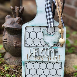 Farmhouse paddle sign * Welcome to our roost * Chicken * svg * DIGITAL FILE ONLY * glowforge* laser machines