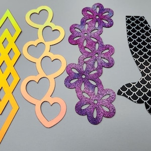 bookmark cut file svg dxf glowforge ready hearts diamonds flower mermaid tail