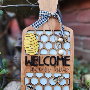 Boerderij peddelteken * Welkom bij onze korf * Bee * svg * ALLEEN DIGITAAL BESTAND * glowforge * lasermachines